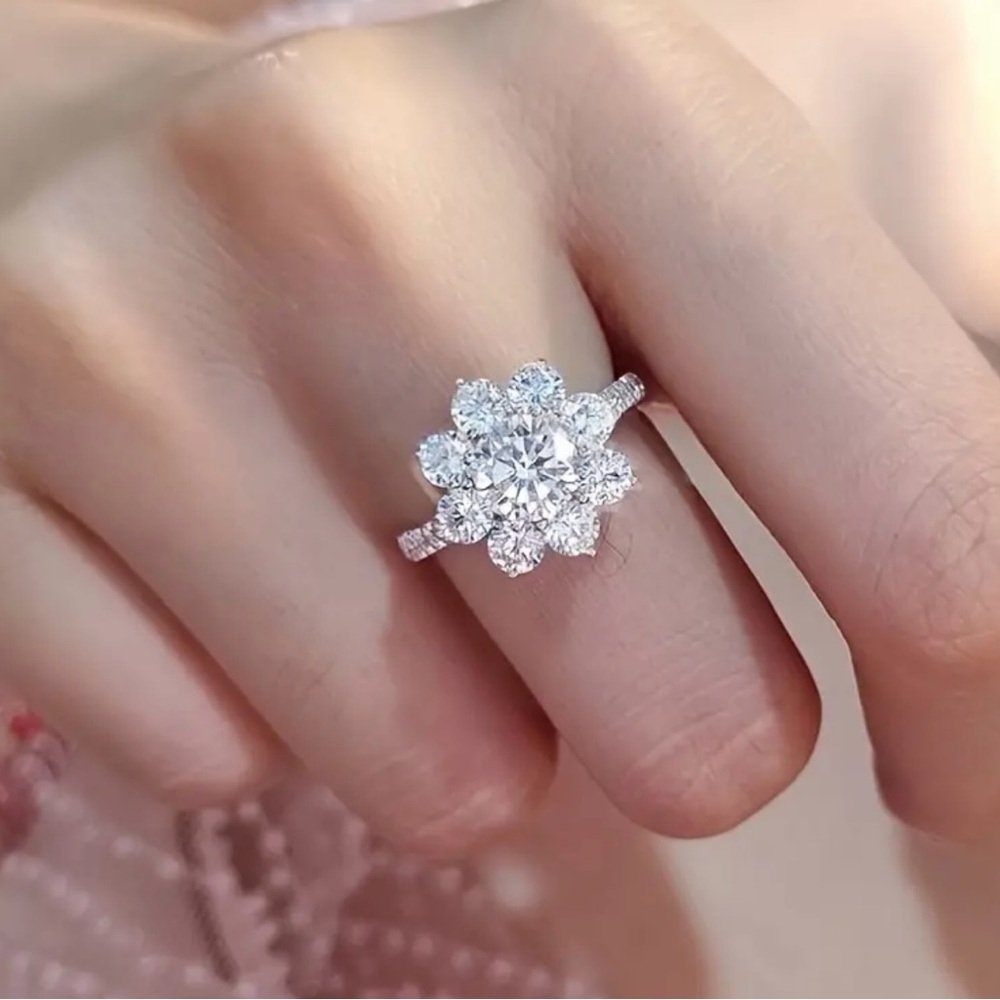 Silver Sparkling Rhinestone Ring - image 1